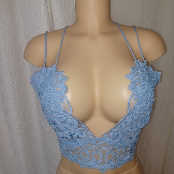 Peach Love California Size L Blue Lace Bralette - Picture 3 of 10